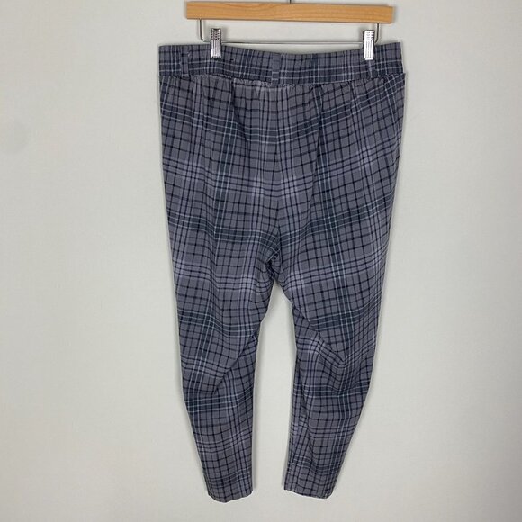 Torrid Plaid Challis Pants Pull On Elastic Waist Grey Tapered Womens 14 - Picture 5 of 7